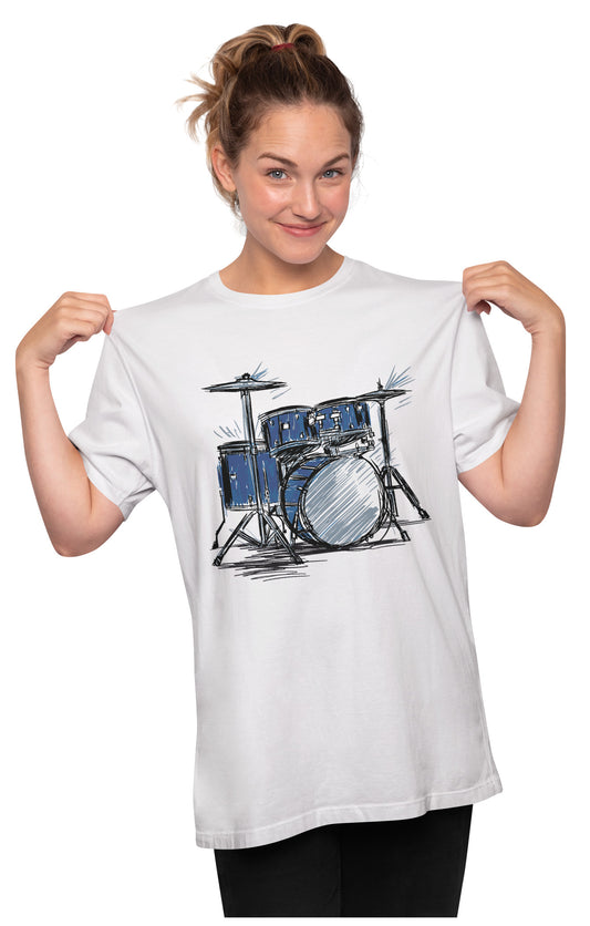 Drum Kit Sketch Oversized Unisex T-shirt