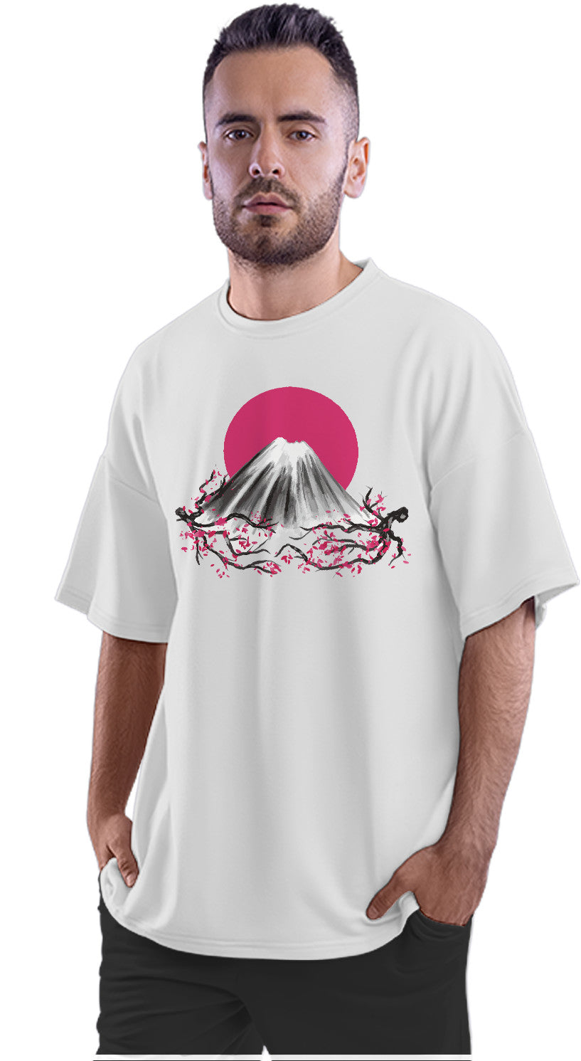 Mount Fuji Illustration Oversized Unisex T-shirt