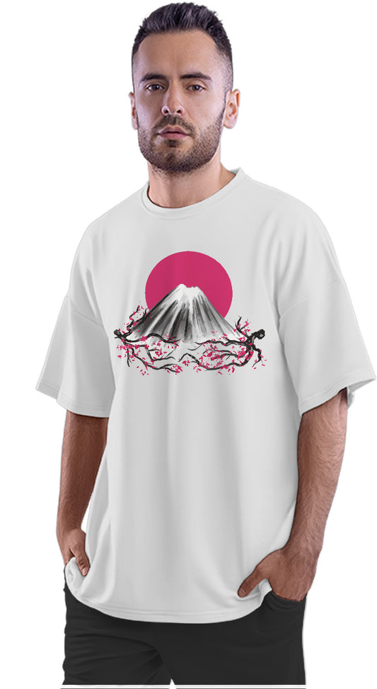 Mount Fuji Illustration Oversized Unisex T-shirt