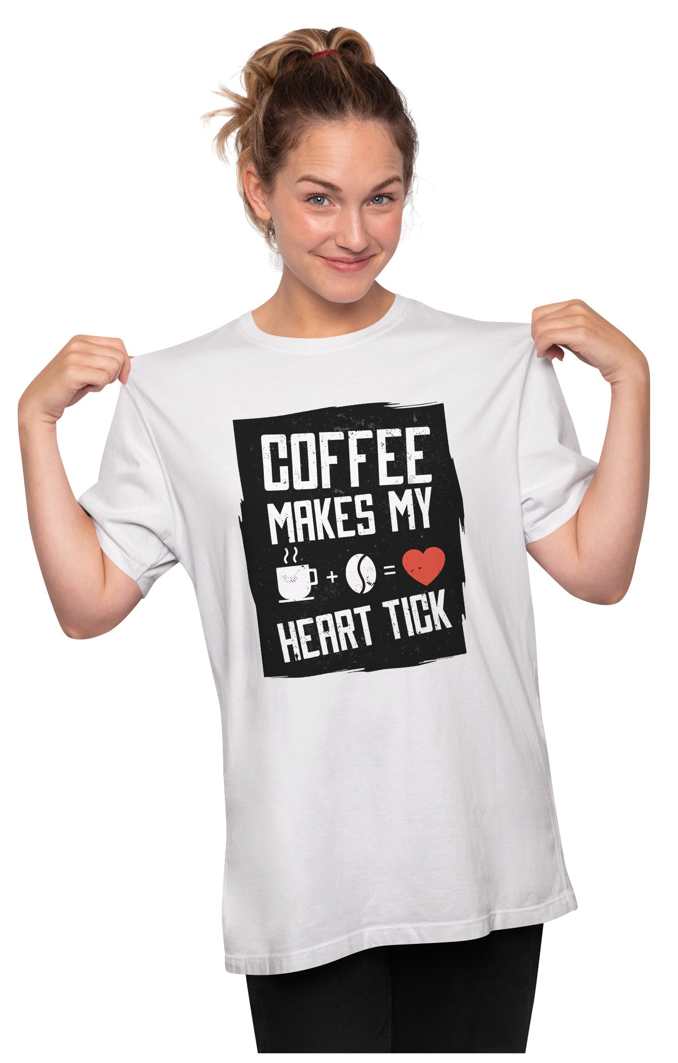 Coffee Makes My Hearth Tick - Quote Oversized Unisex T-shirt