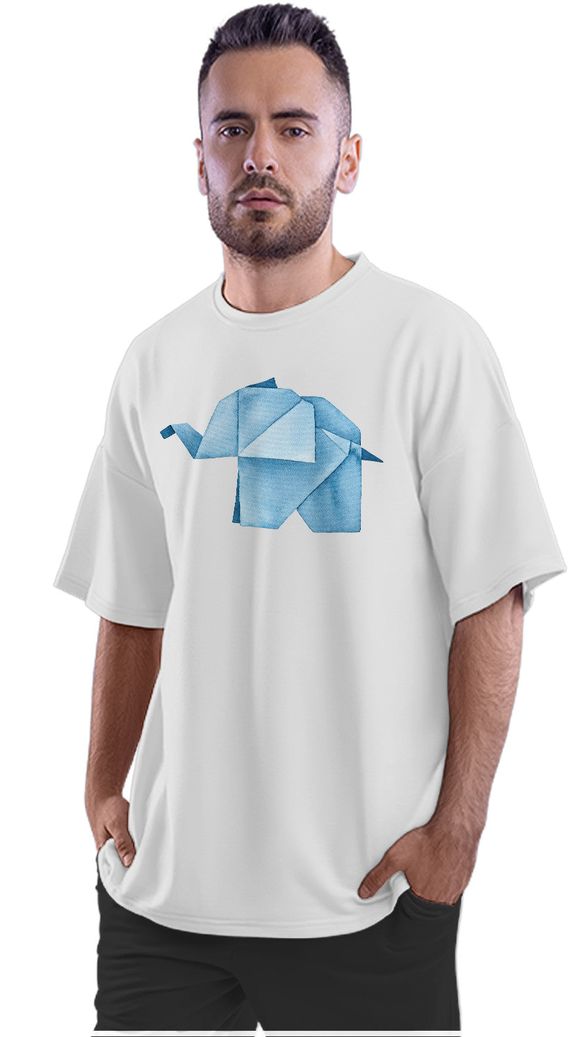 Origami Elephant In Water Colour Oversized Unisex T-shirt