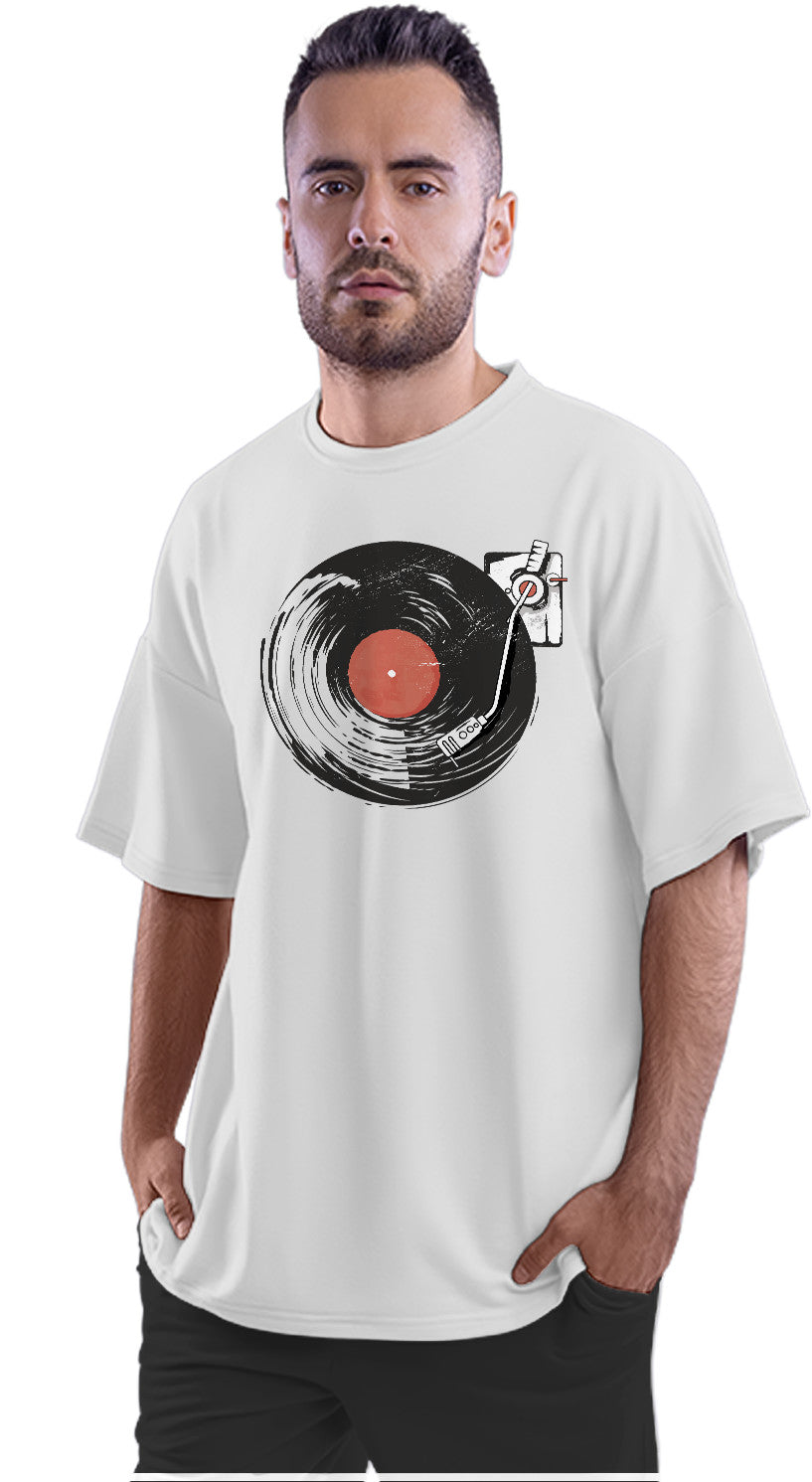 Vinyl Record Player Oversized Unisex T-shirt