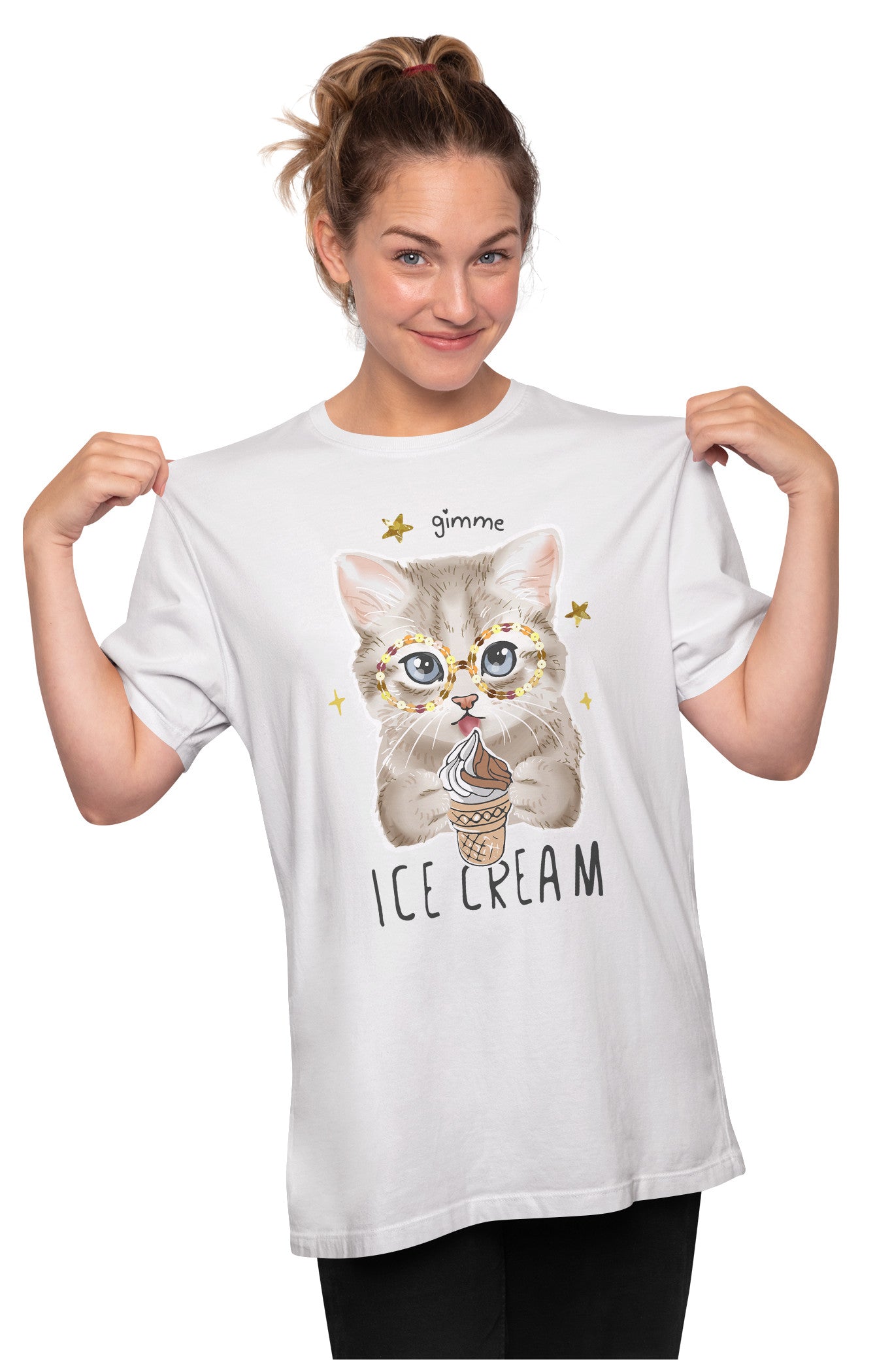 Gimme Ice Cream - Cute Cat Oversized Unisex T-shirt