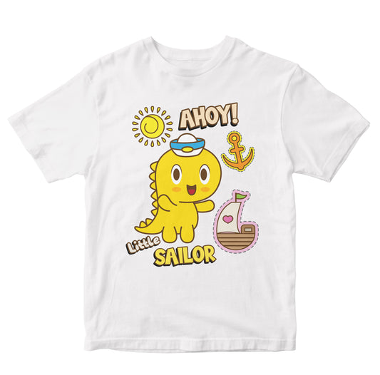 Hand Drawn Cute Little Dino Sailor Cartoon Illustration Toddler