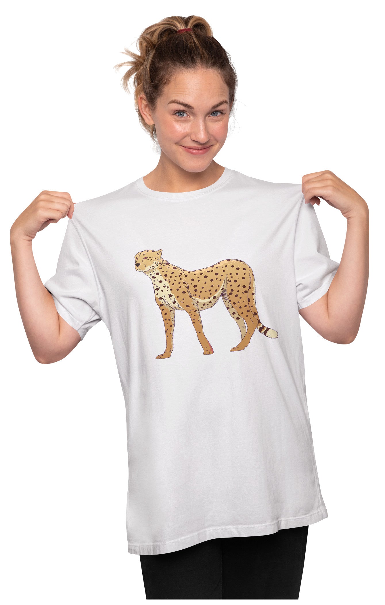 Cheetah Hand Drawn Illustration Oversized Unisex T-shirts
