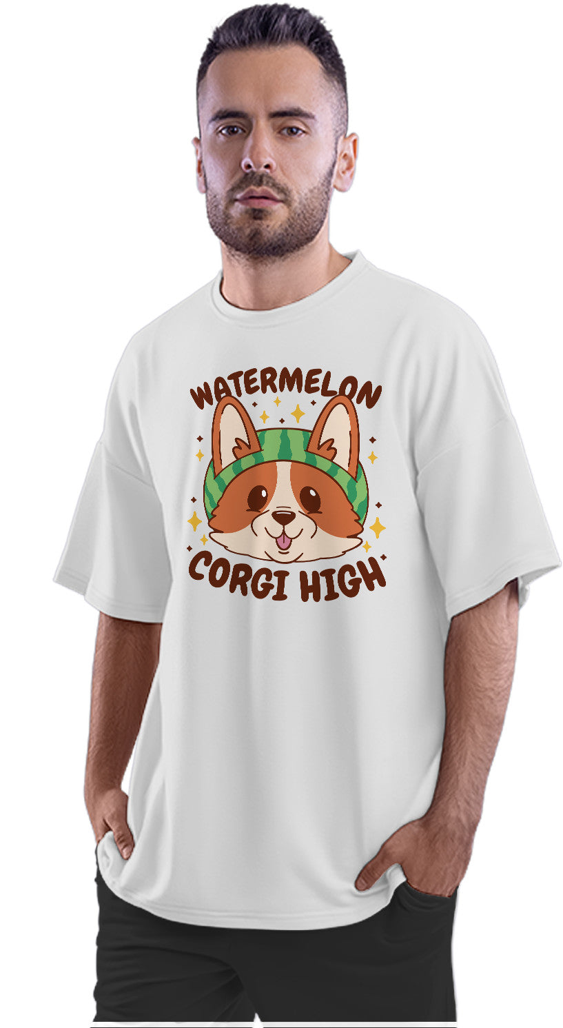Watermelon Corgi High Oversized Unisex T-shirt