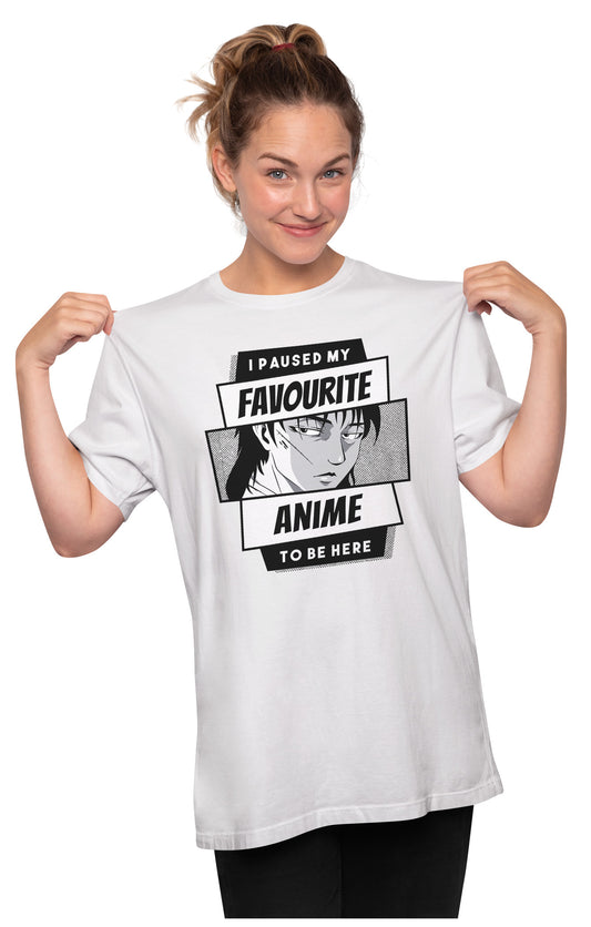I Paused My Favourite Anime To Be Here Oversized Unisex T-shirt