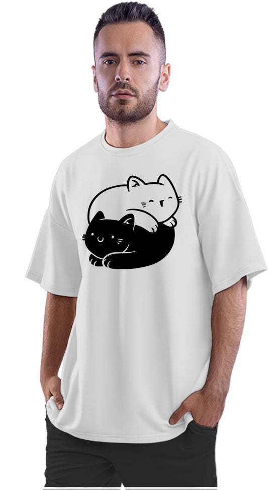 Yin Yang Cats  Oversized Unisex T-shirt