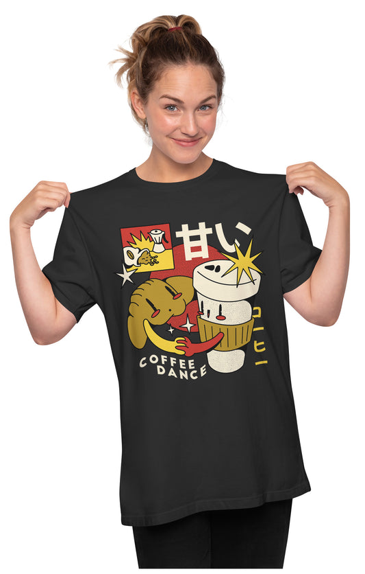 Coffee & Croissant Retro Cartoon